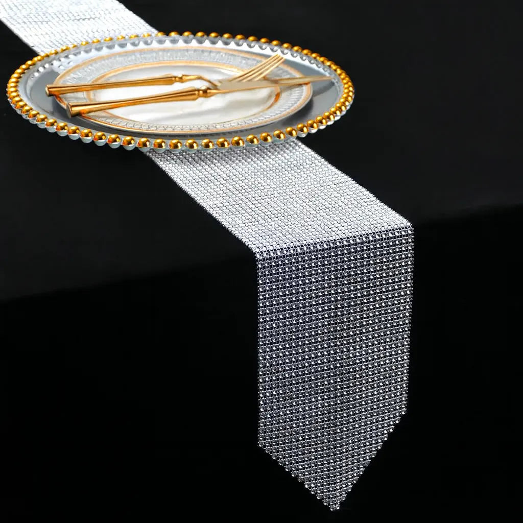 Chemin de Table Noël en Maille Argentée