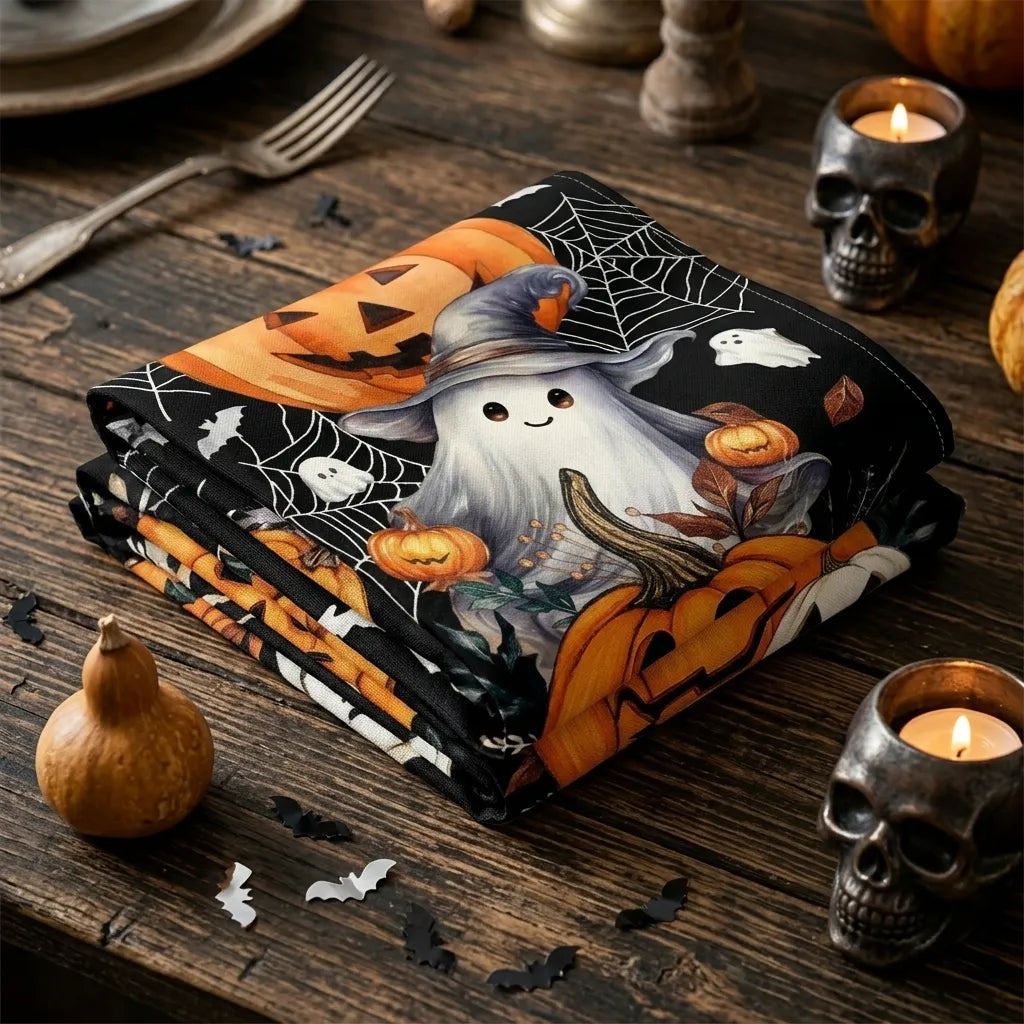 Chemin de Table Noir Imprimé Halloween Minimaliste