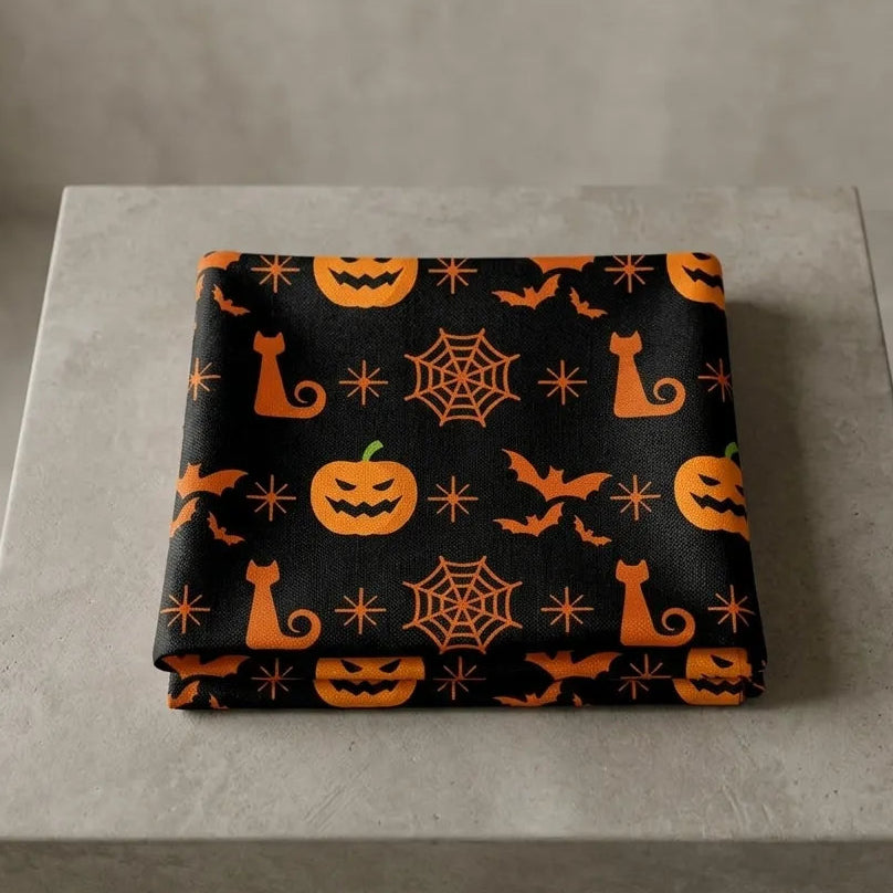 Chemin de Table Noir Motif Orange Minimaliste Unique