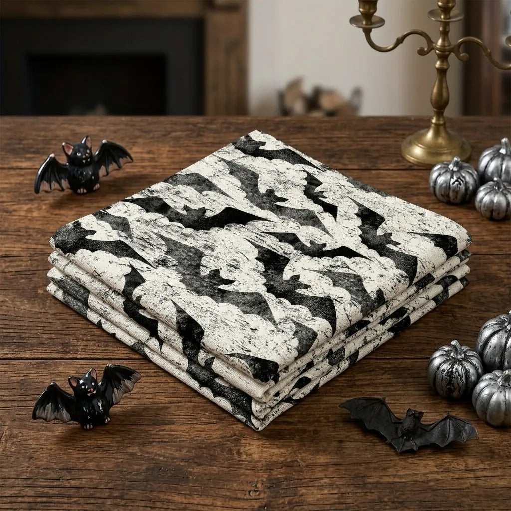 Chemin de Table Noir et Blanc Chauve-souris Unique