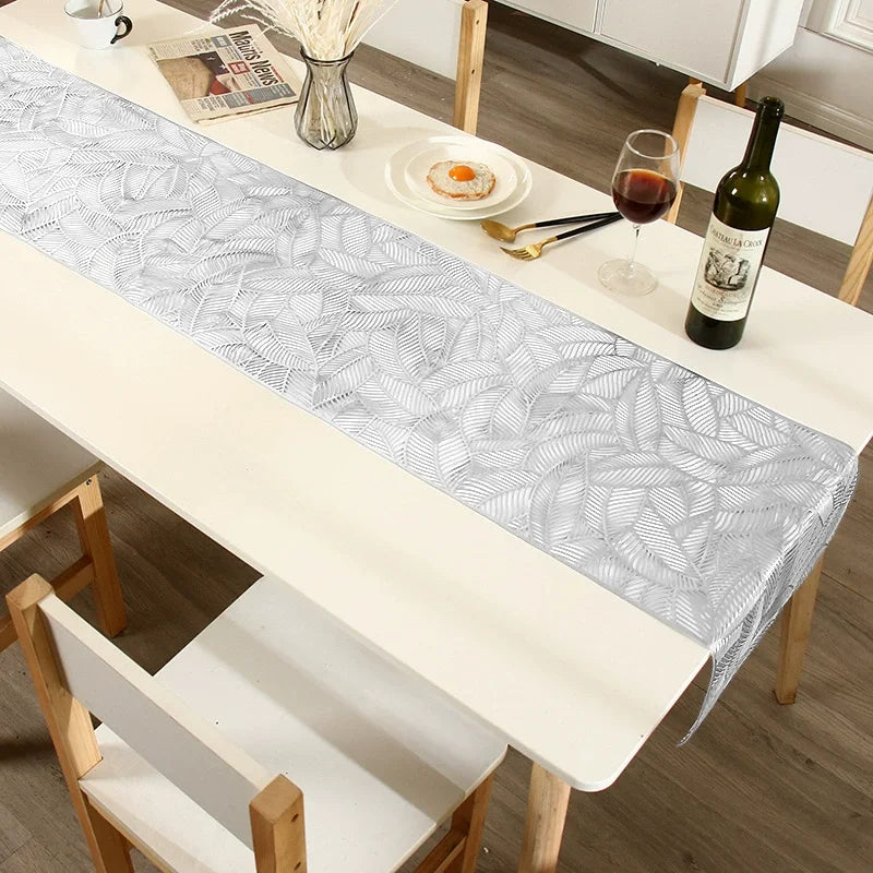 Chemin de Table PVC Argenté Elégant