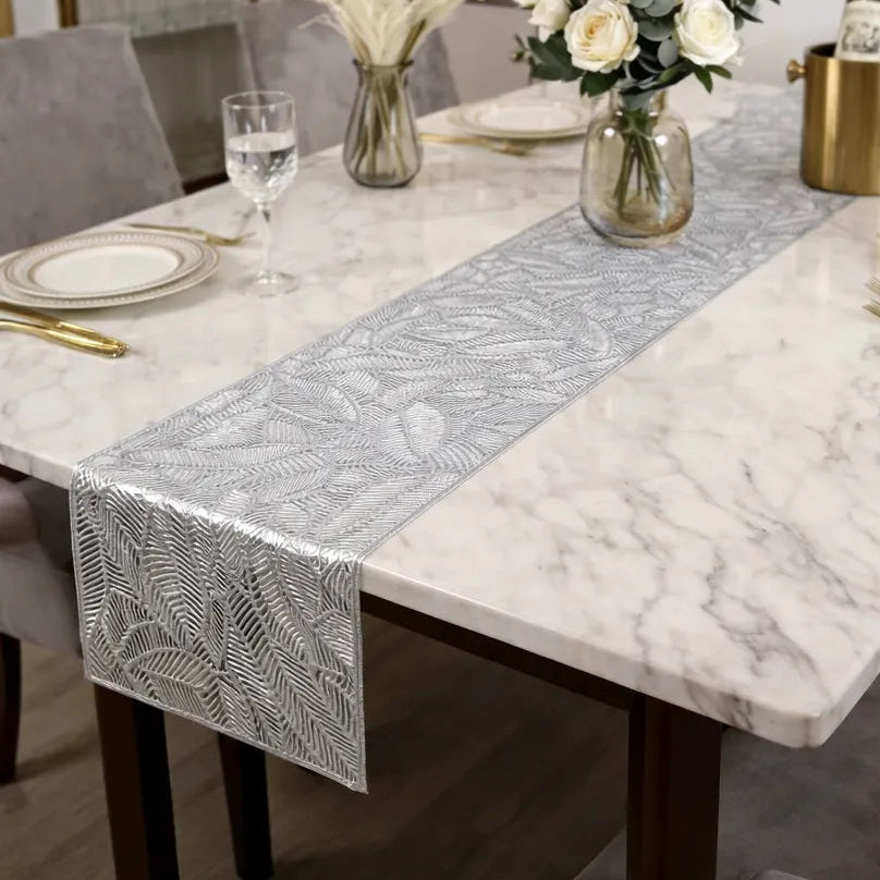 Chemin de Table PVC Argenté Unique