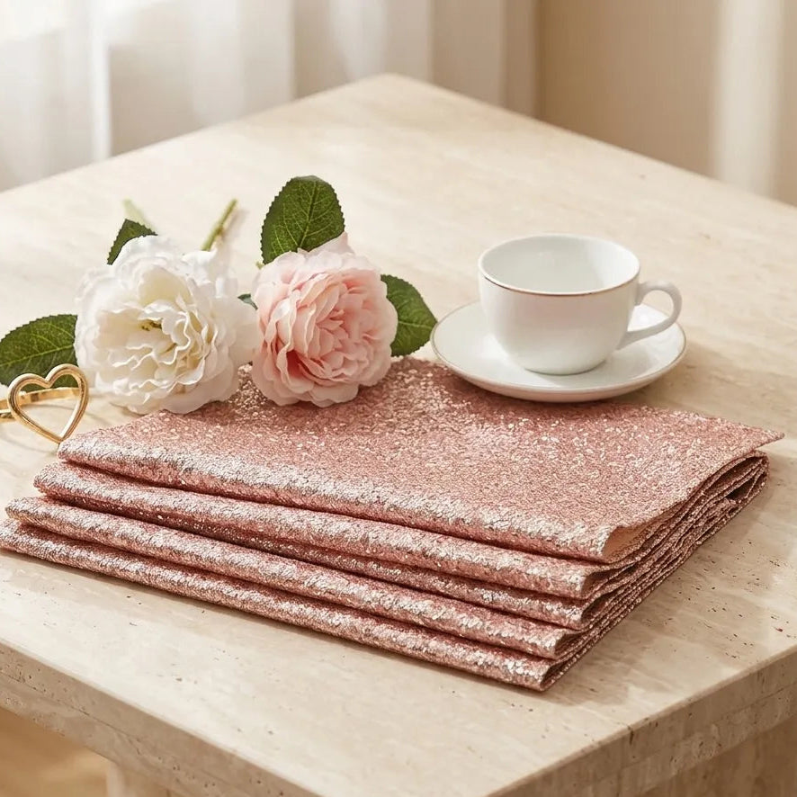 Chemin de Table Romantique Rose à Sequins Unique