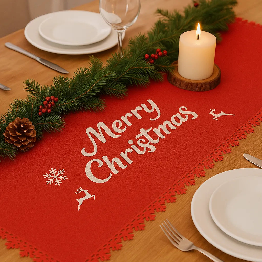 Chemin de Table Rouge en Feutre