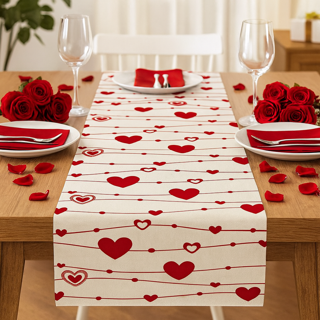 Chemin de Table Saint-Valentin en Lin chic