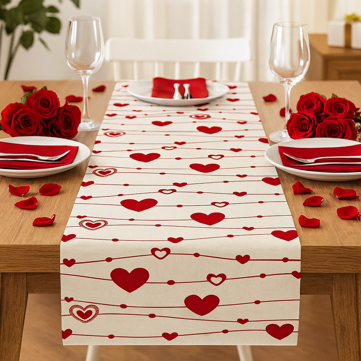 Chemin de Table Saint-Valentin en Lin chic