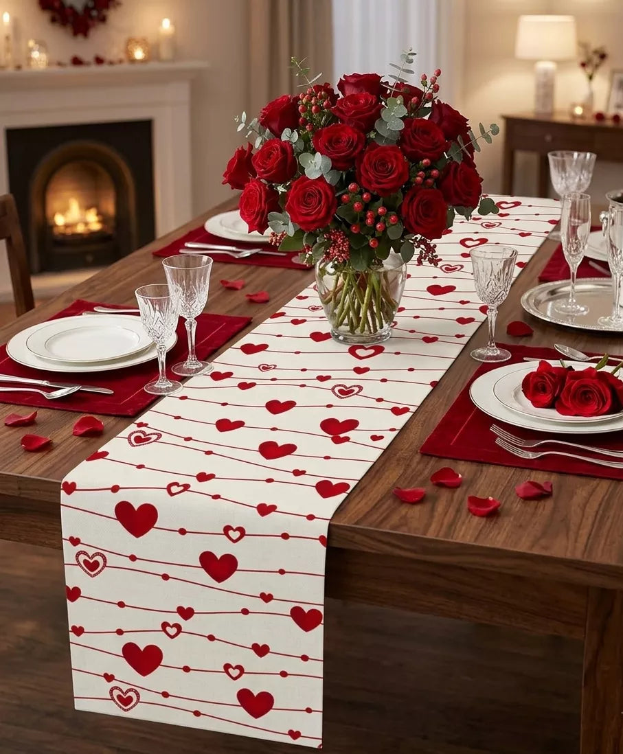 Chemin de Table Saint-Valentin en Lin moderne