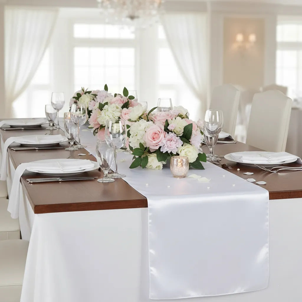 Chemin de Table Satin Blanc