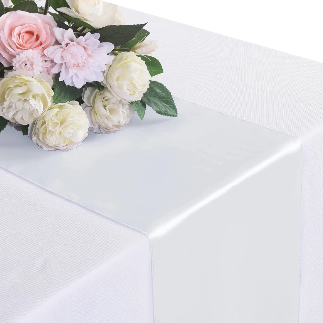 Chemin de Table Satin Blanc Elégant