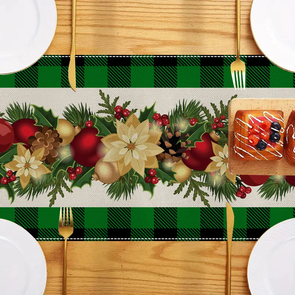 Chemin de Table Vert Design Noël Raffiné