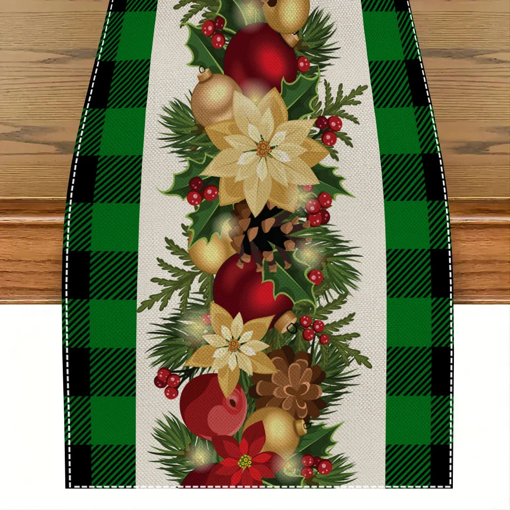 Chemin de Table Vert Design Noël Traditionnel