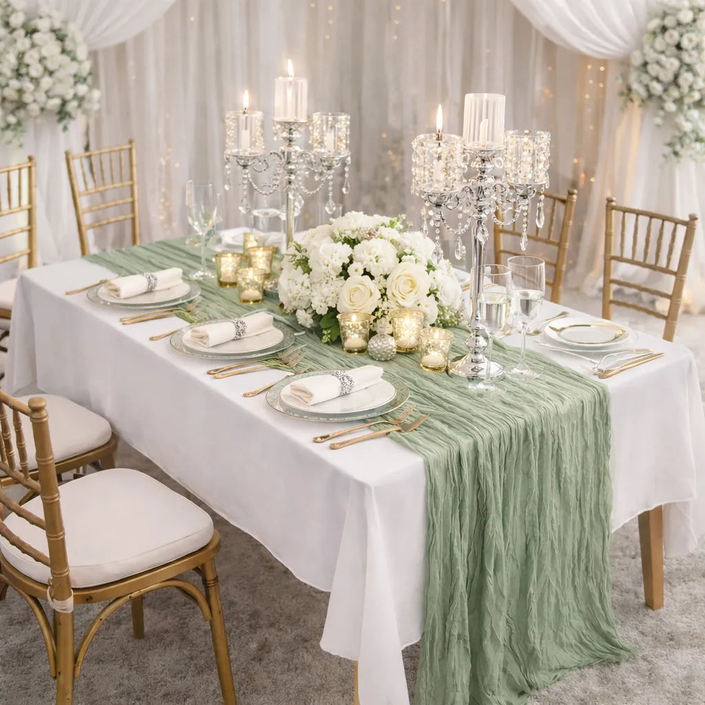 Chemin de Table Vert Sauge Mariage