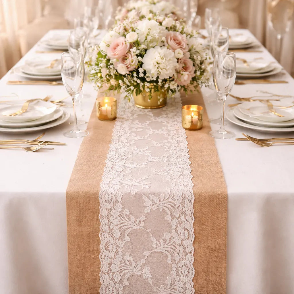 Chemin de Table en Jute Mariage