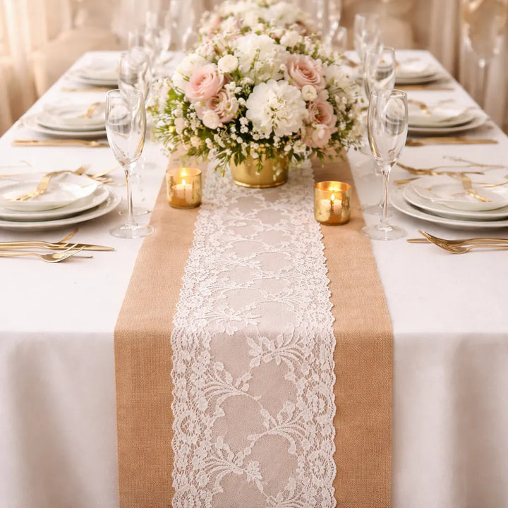 Chemin de Table en Jute Mariage