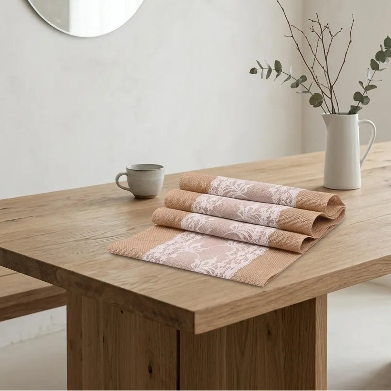 Chemin de Table en Jute Mariage Minimaliste
