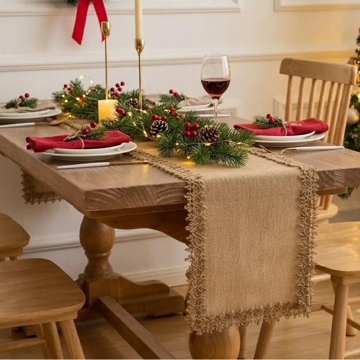 Chemin de Table en Jute Noël Champêtre Elégant