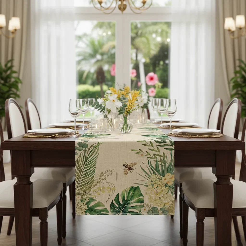 Chemin de Table en Lin Tropical