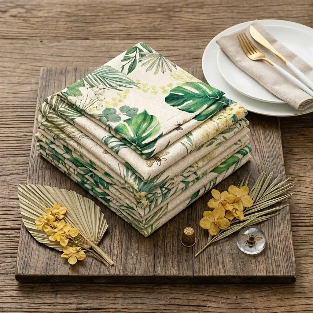 Chemin de Table en Lin Tropical Minimaliste