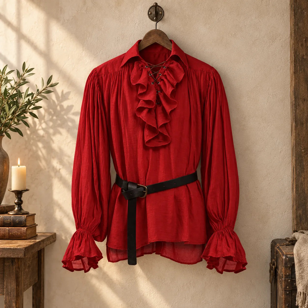 Chemise Cosplay Pirate Rouge Réaliste