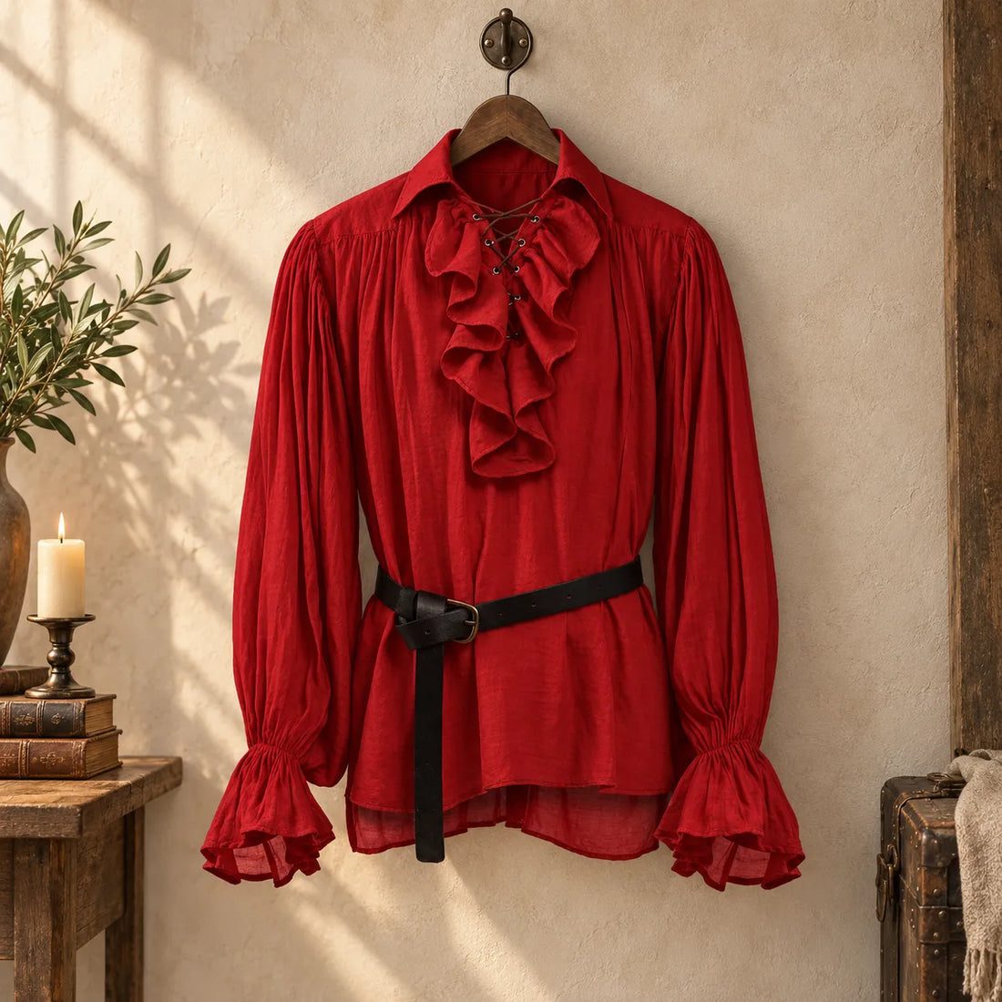 Chemise Cosplay Pirate Rouge Réaliste