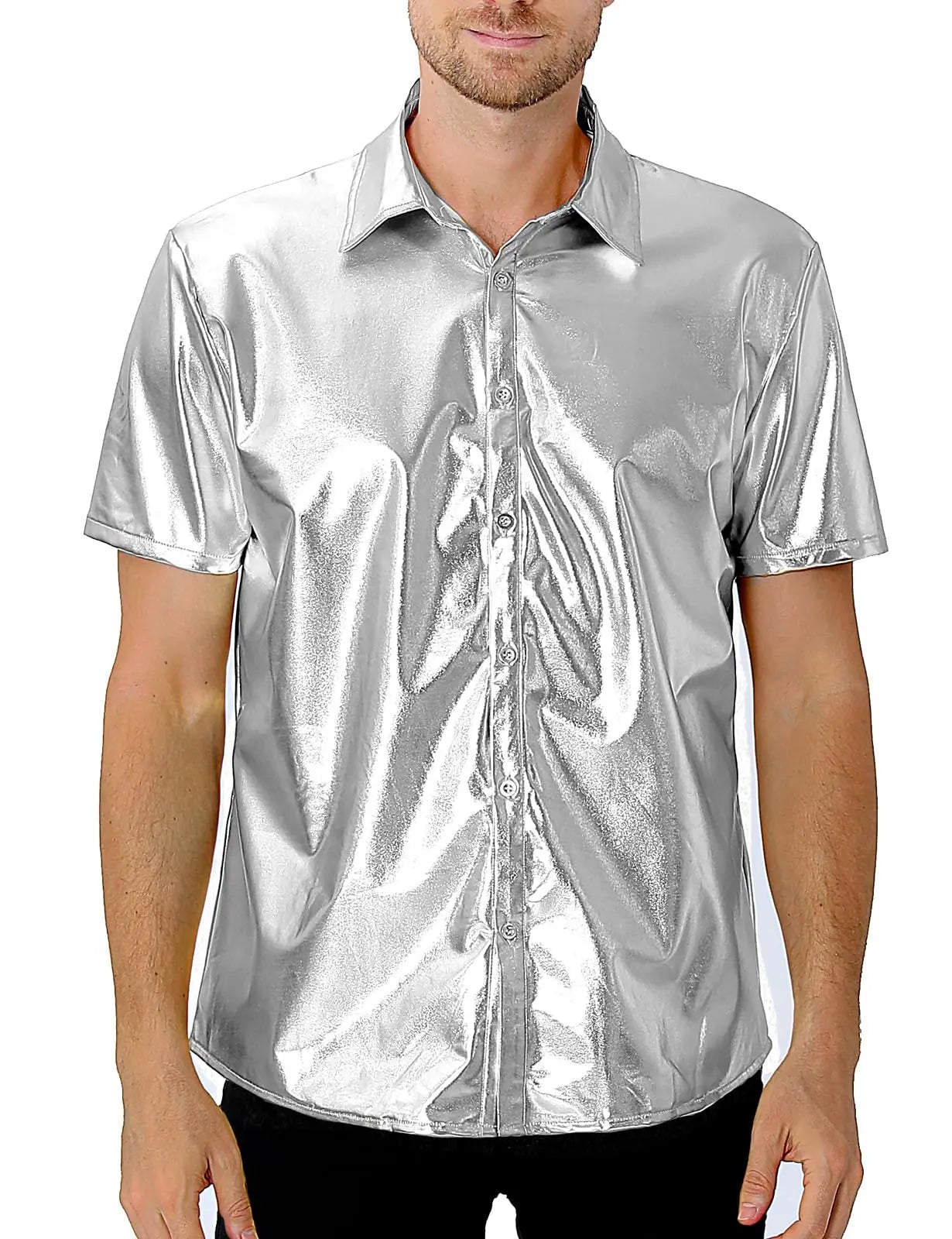 Chemise Disco Homme Argentée Design