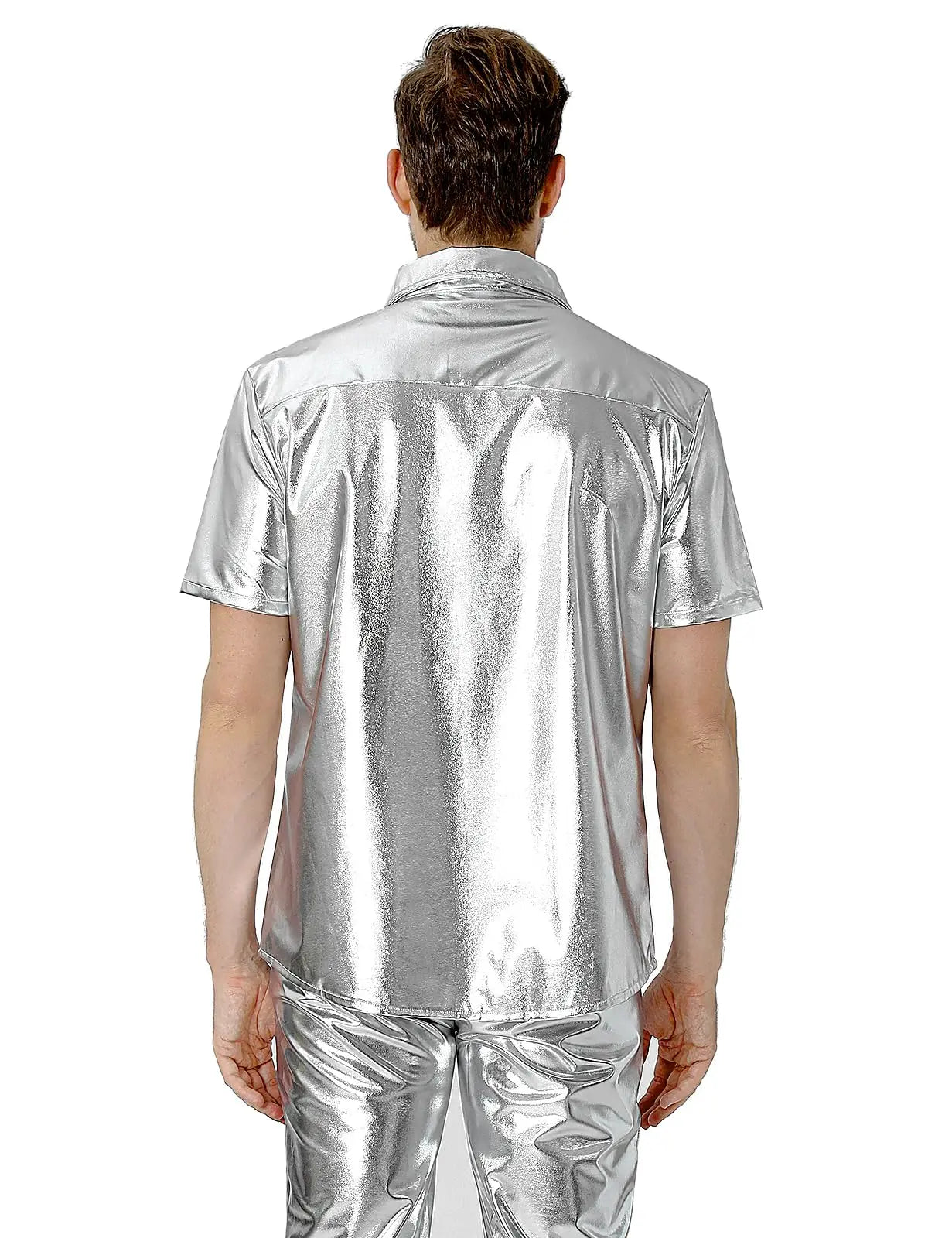 Chemise Disco Homme Argentée Elégant dos