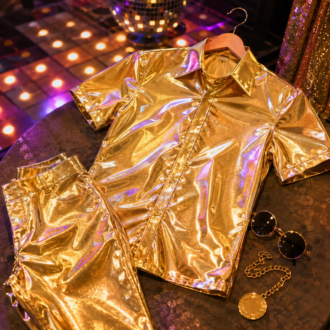 Chemise Disco Homme Dorée Disco