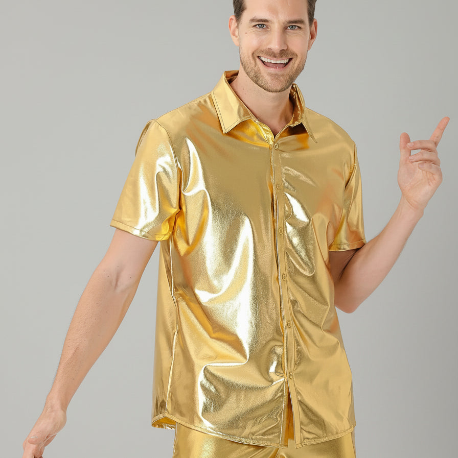 Chemise Disco Homme Dorée Elégant