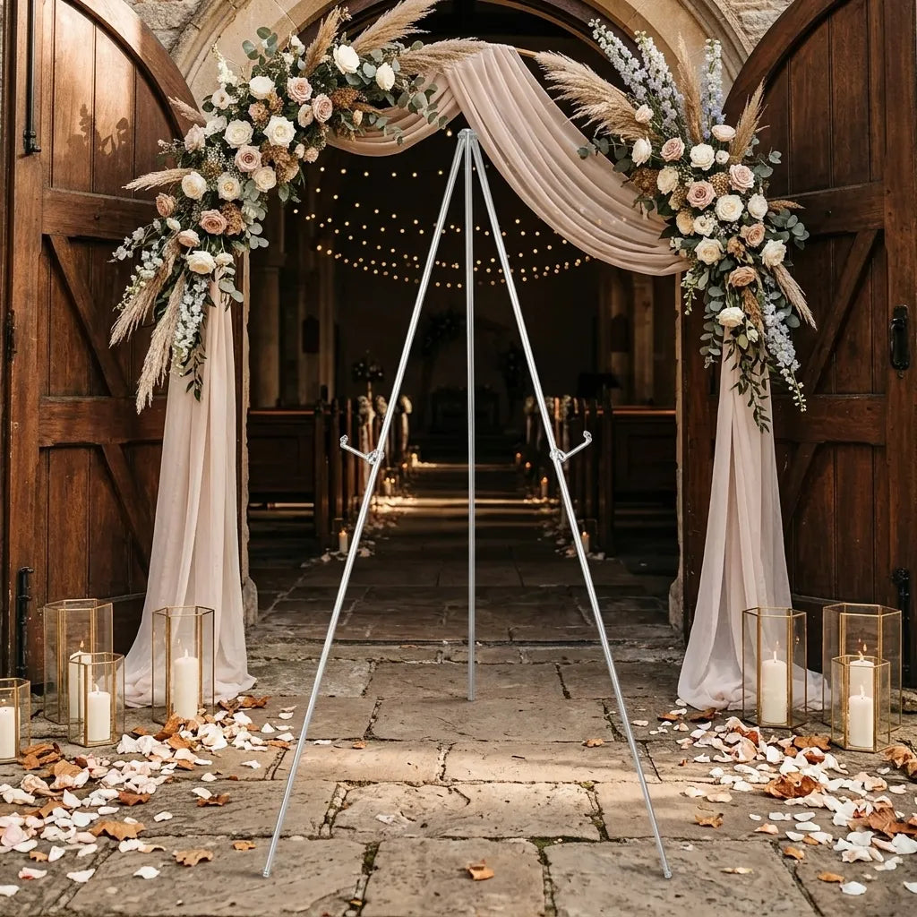 Chevalet Mariage Argenté Télescopique Unique