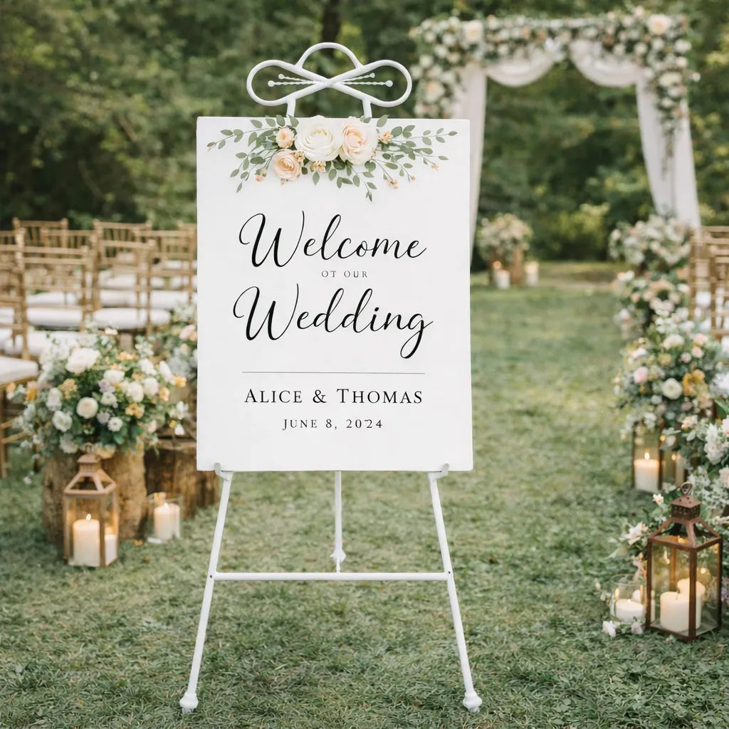 Chevalet Mariage Artistique Blanc