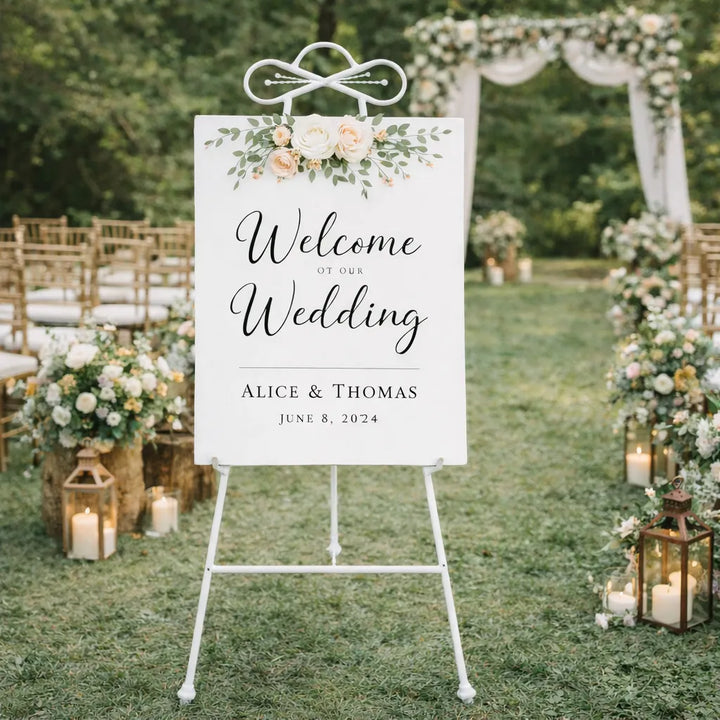 Chevalet Mariage Artistique Blanc