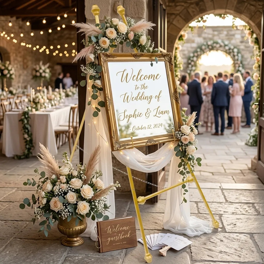 Chevalet Mariage Doré en Fer Léger
