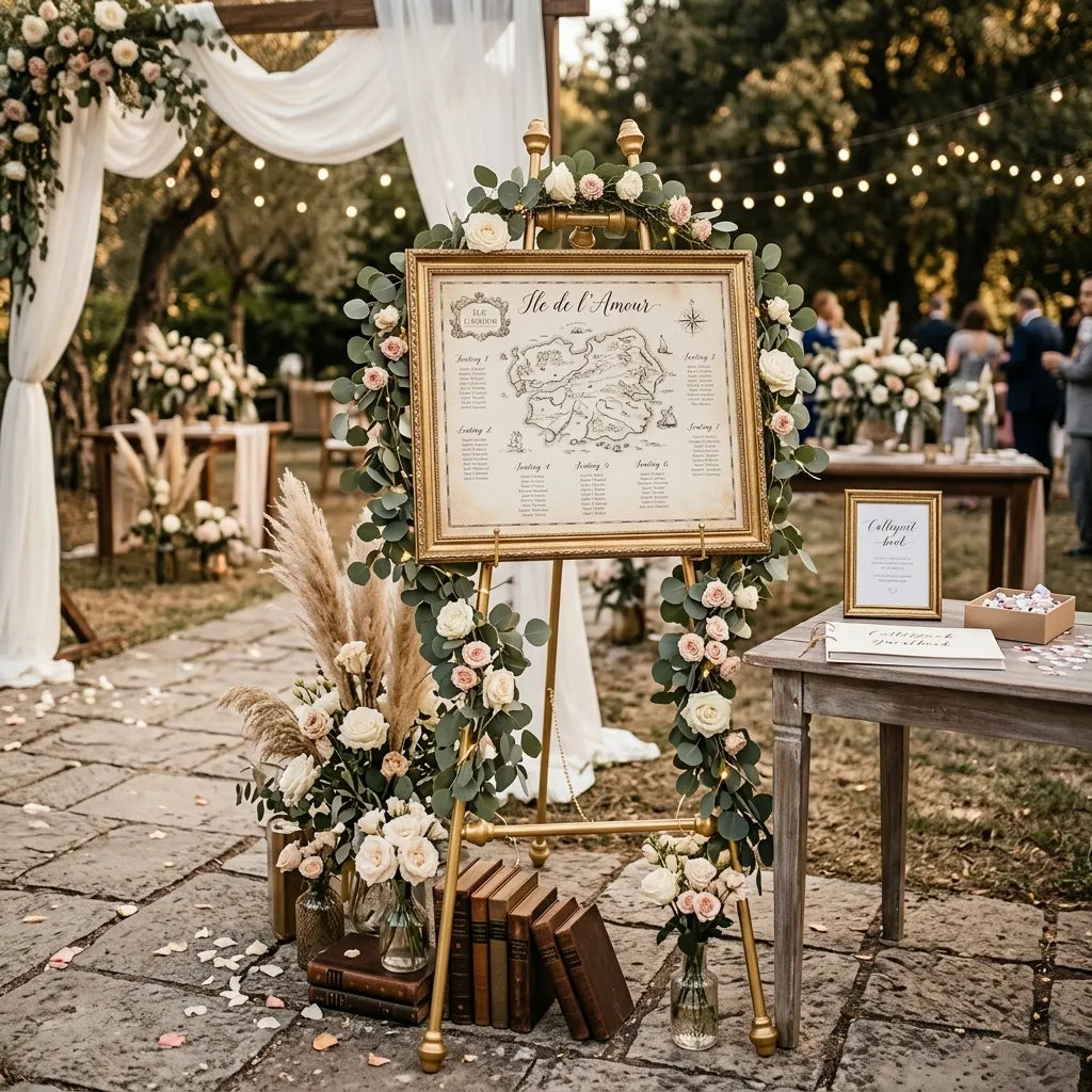 Chevalet Mariage Doré en Fer Unique