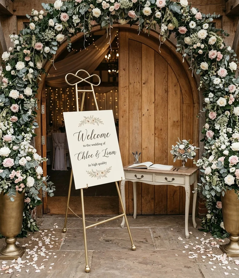 Chevalet Mariage Elégant Doré Unique