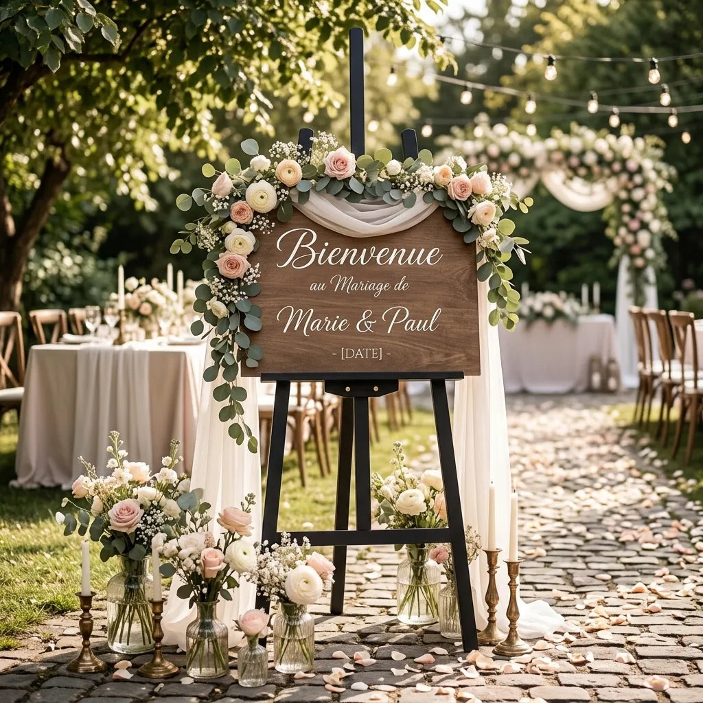 Chevalet Mariage en Bois Noir épuré