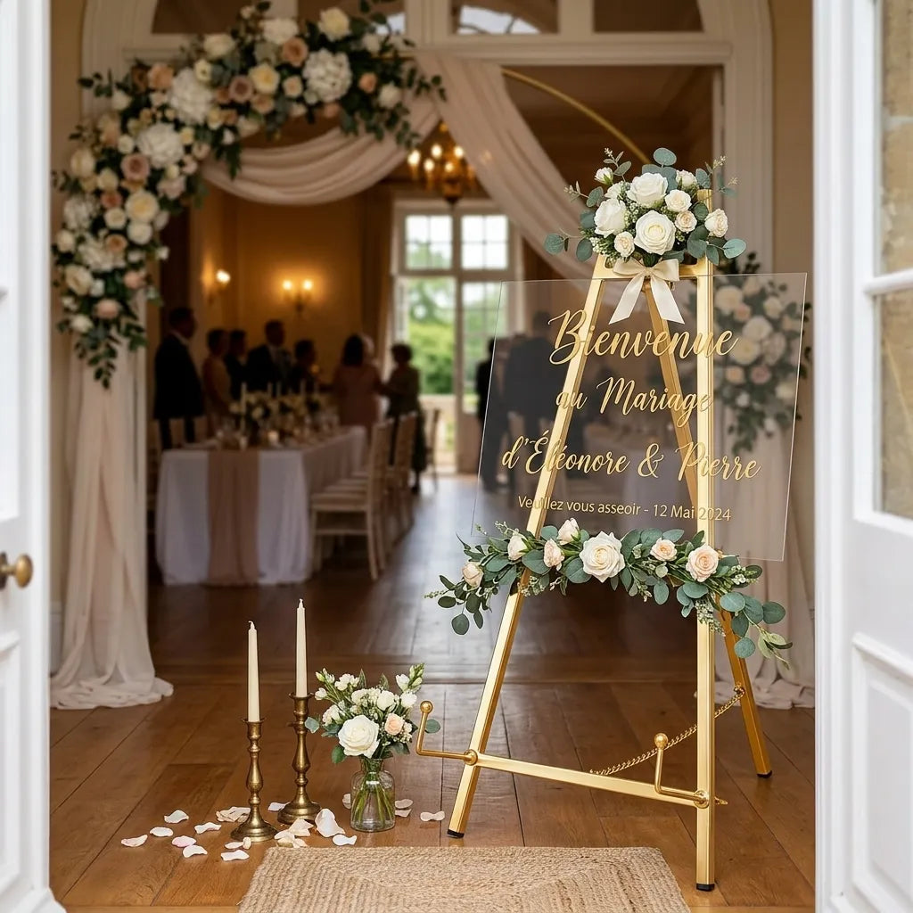 Chevalet Mariage en Métal Doré Léger
