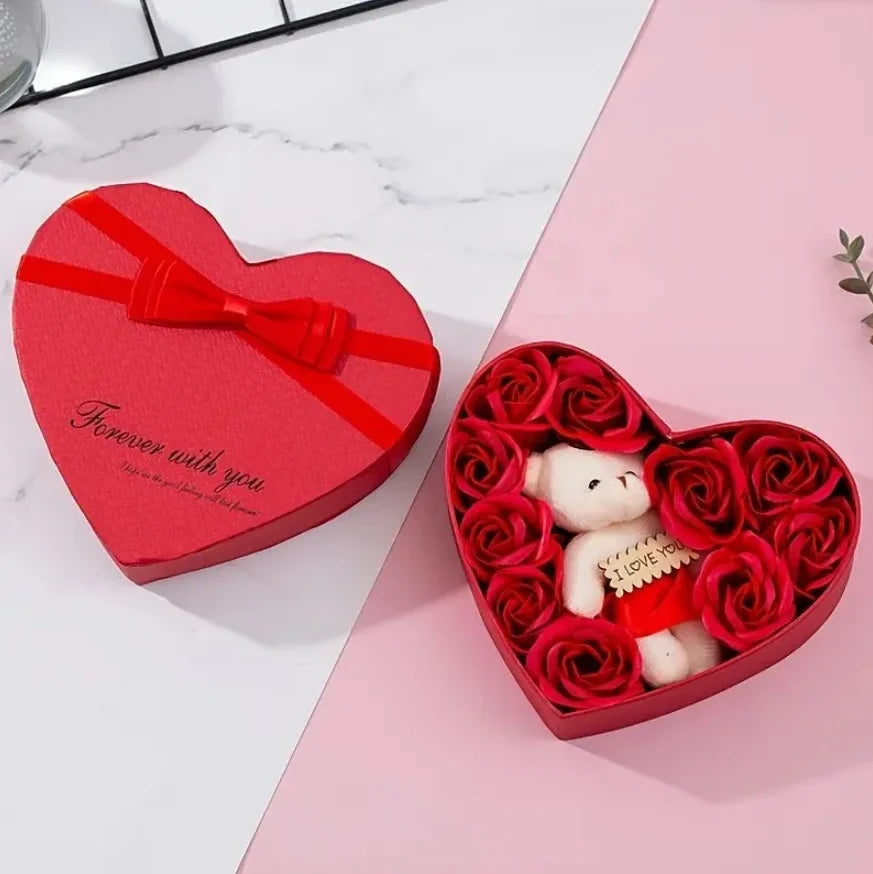 Coffret de Peluche et de Roses