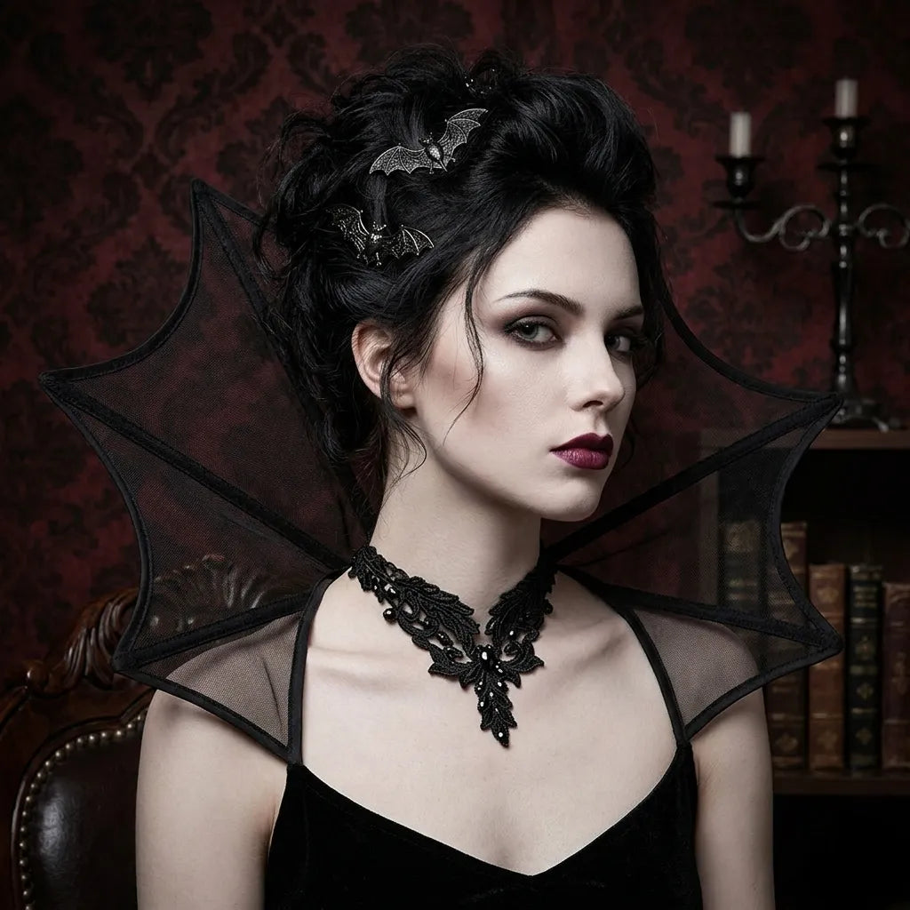 Col Montant Vampire Noir Unique