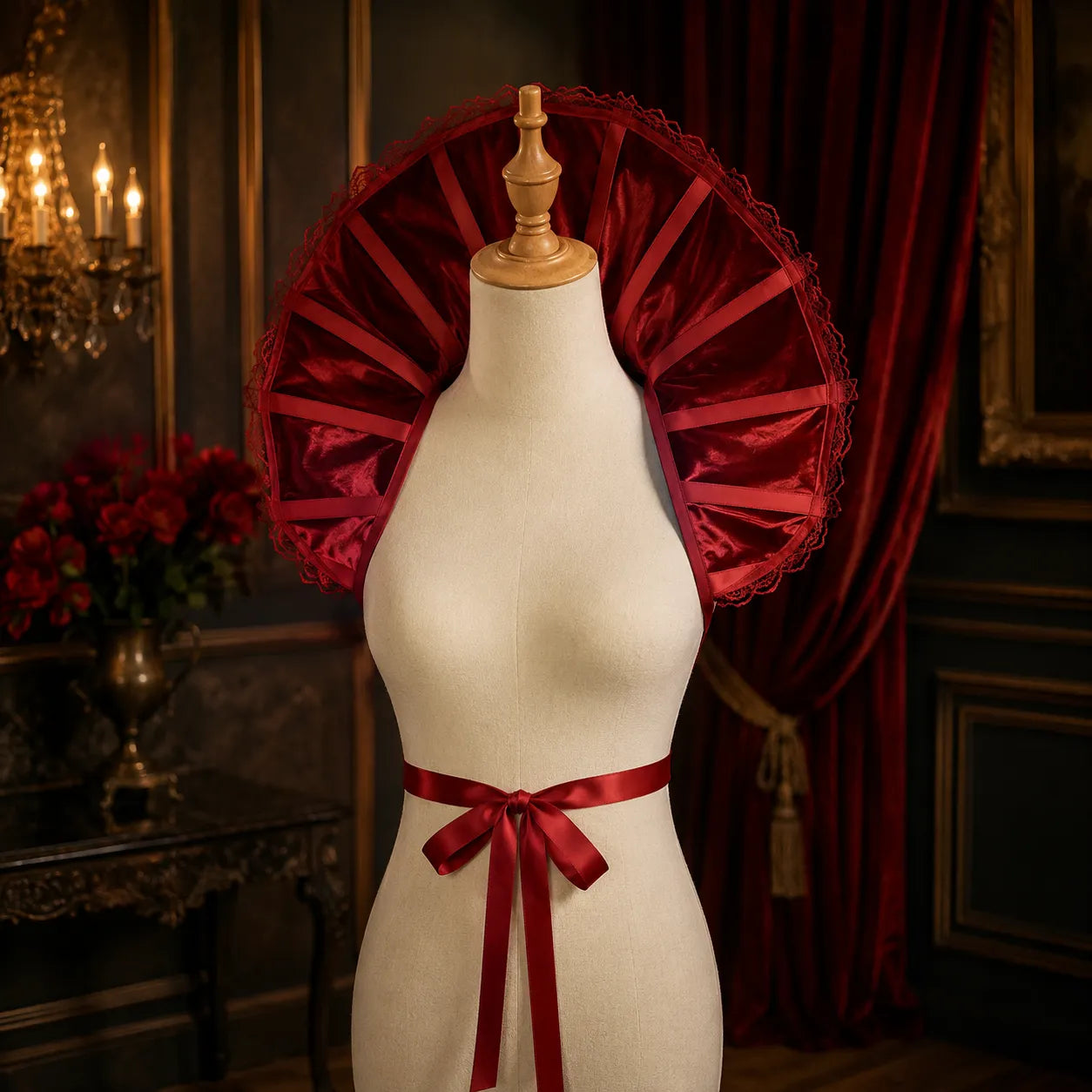 Col Montant Vampire Rouge stylé