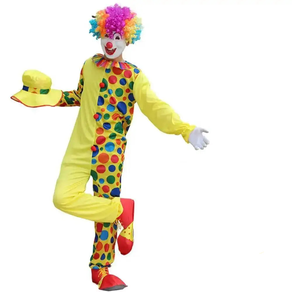 Combinaison Clown Jaune à Pois Adulte  en Polyester