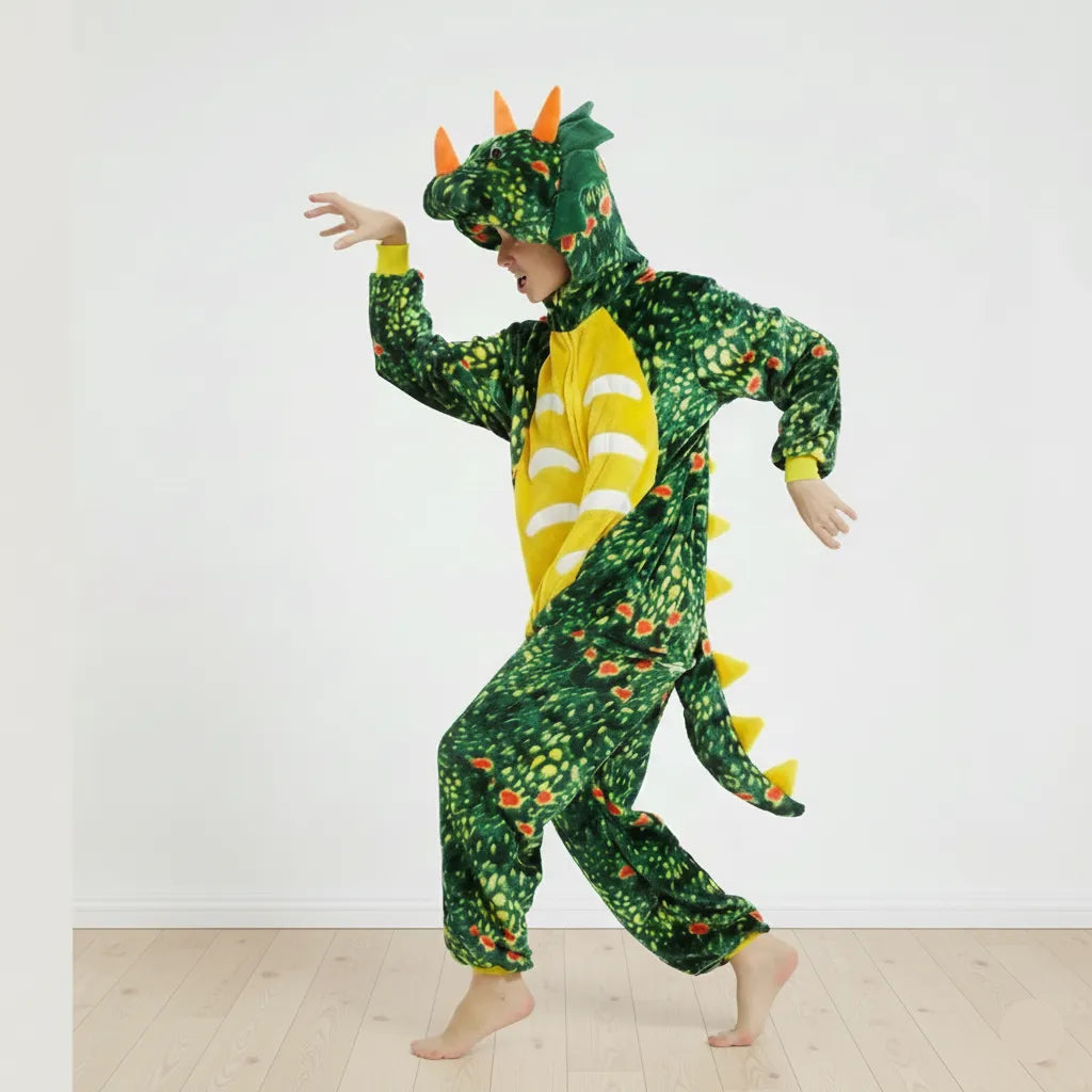 Combinaison Dinosaure Vert Adulte Confortable