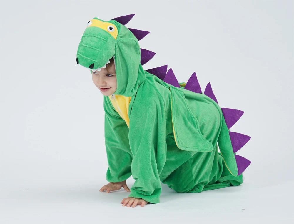 Combinaison Dinosaure Vert et Violet enfant