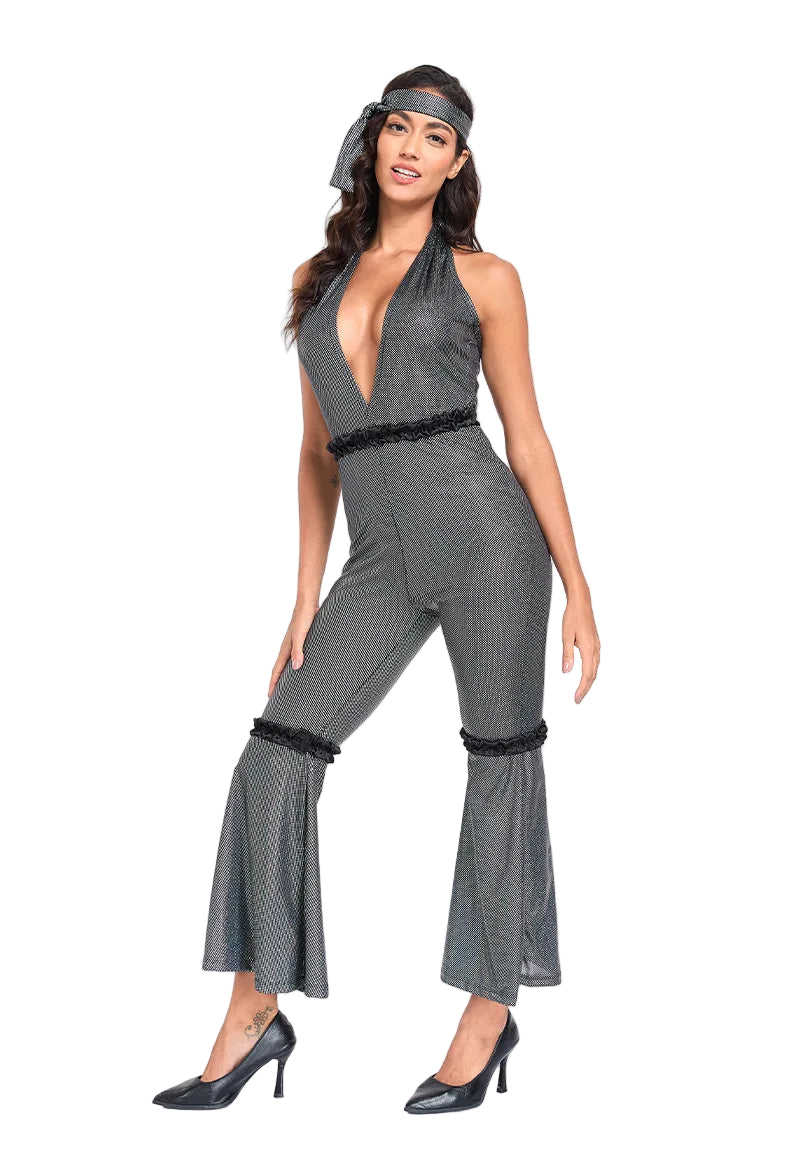 Combinaison Disco Femme Noire Glamour