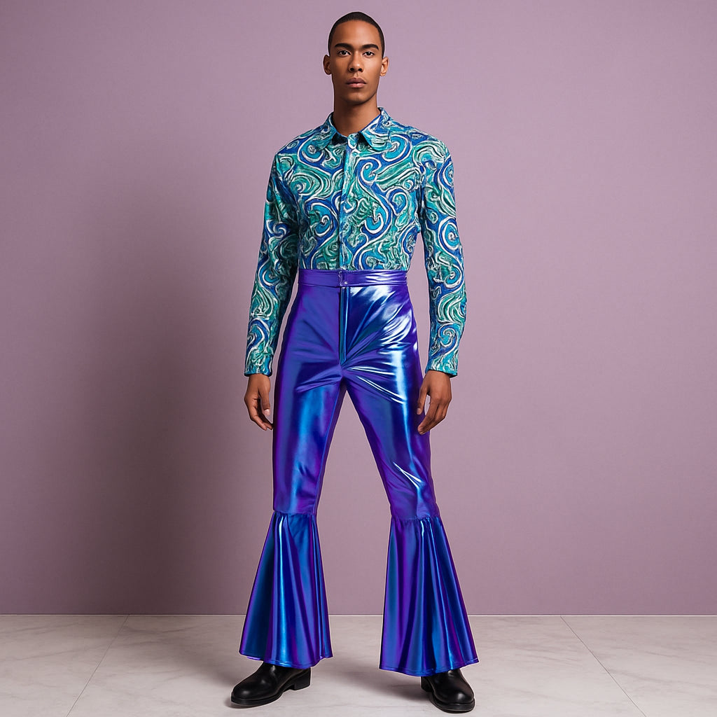 Combinaison Disco Homme Bleue