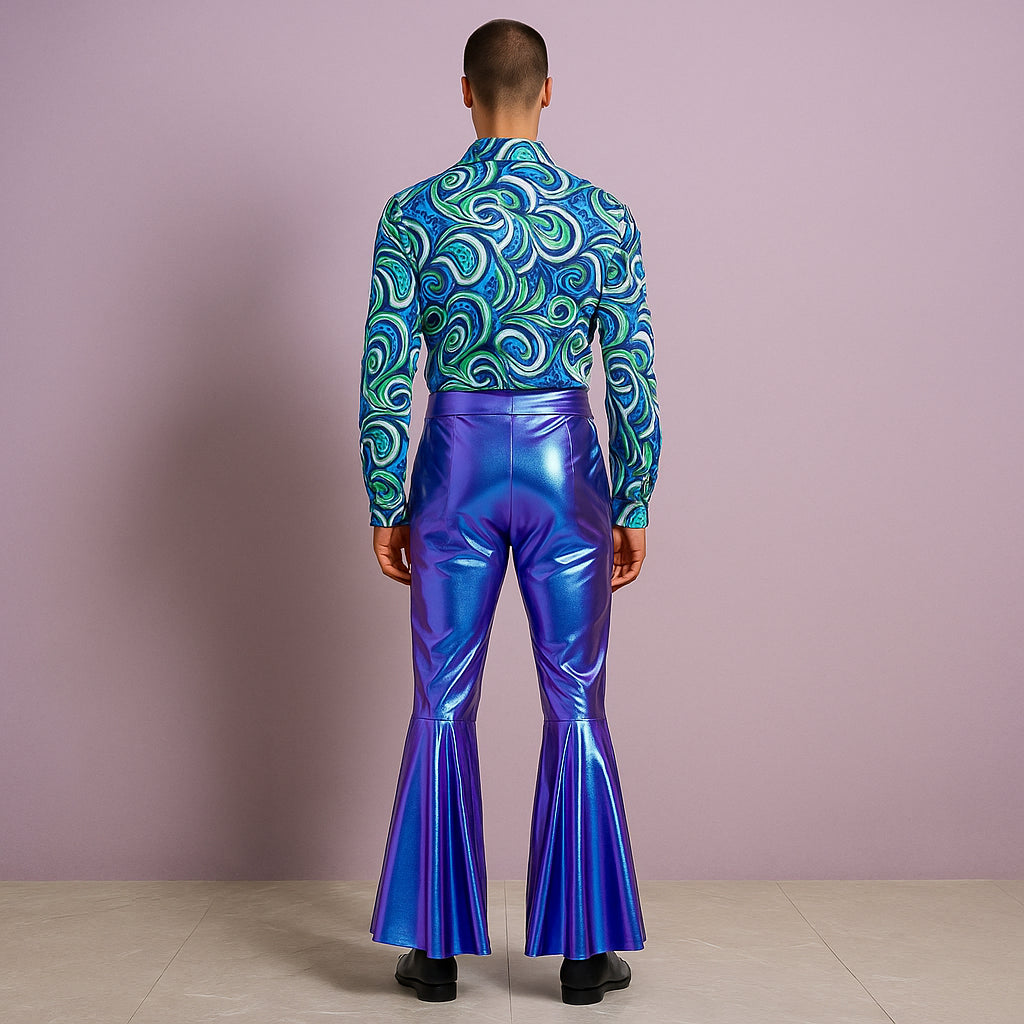 Combinaison Disco Homme Bleue élégante 