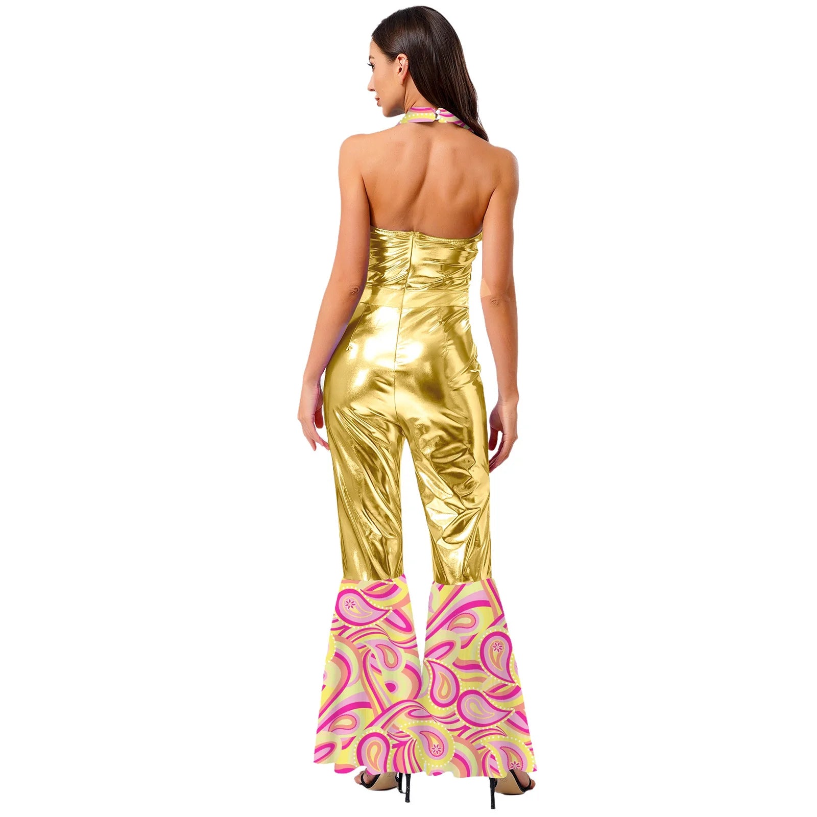 Combinaison Disco Rétro Dorée Dos