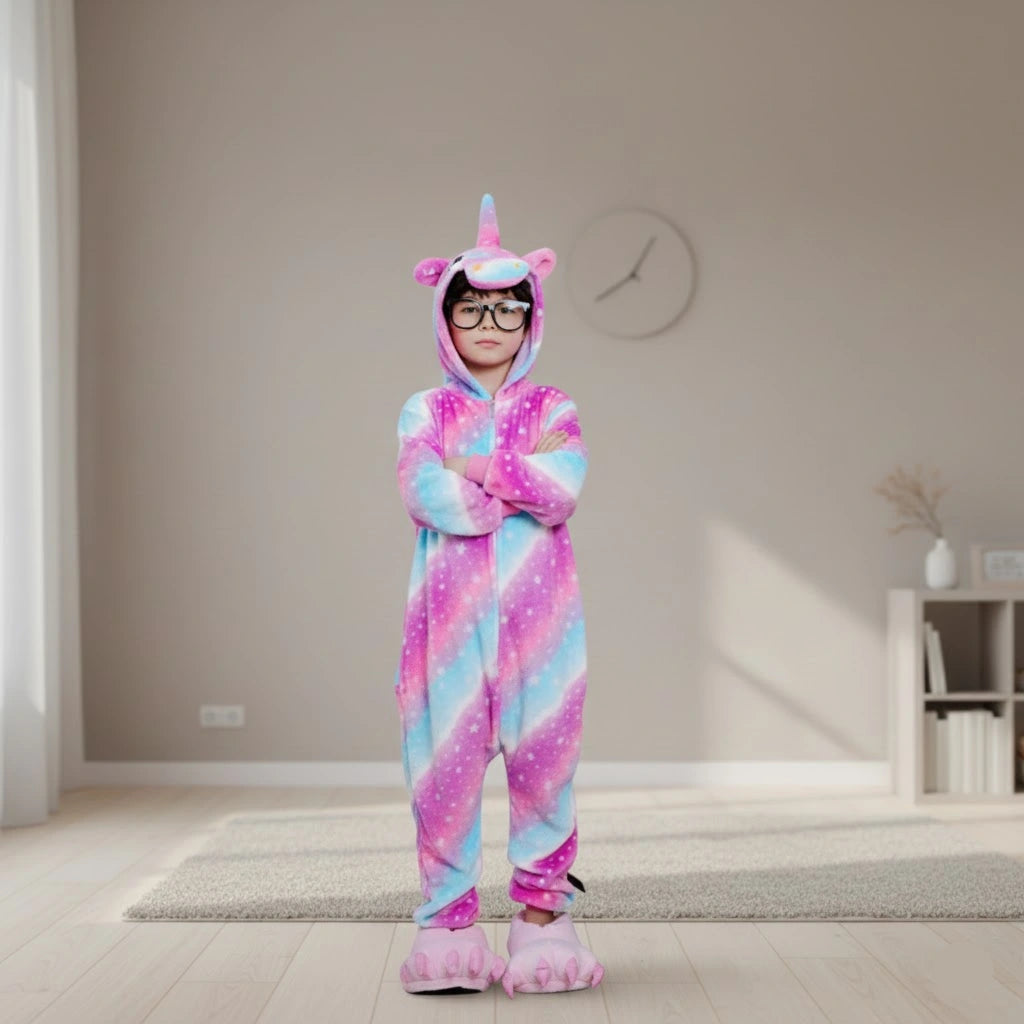 Combinaison Licorne Enfant Violet et Rose