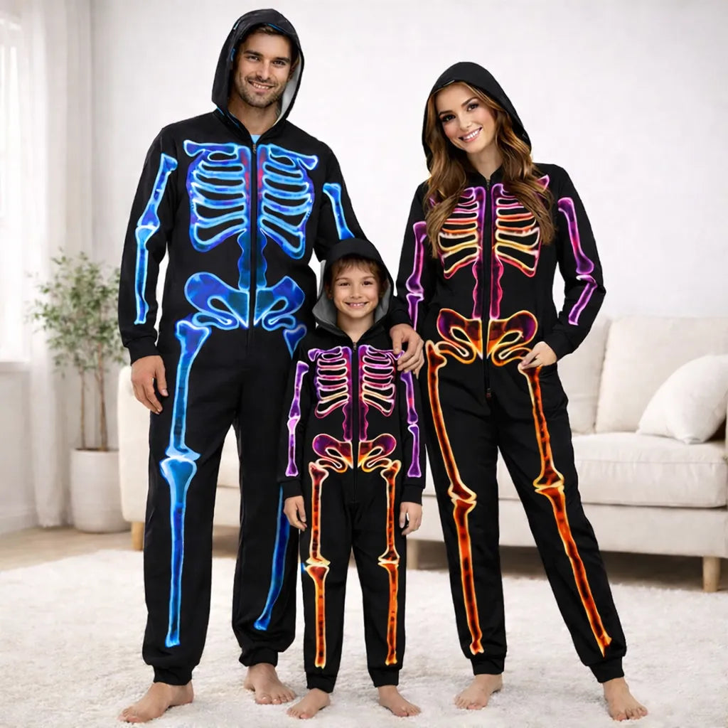 Combinaison Pyjama Famille Squelette Coloré
