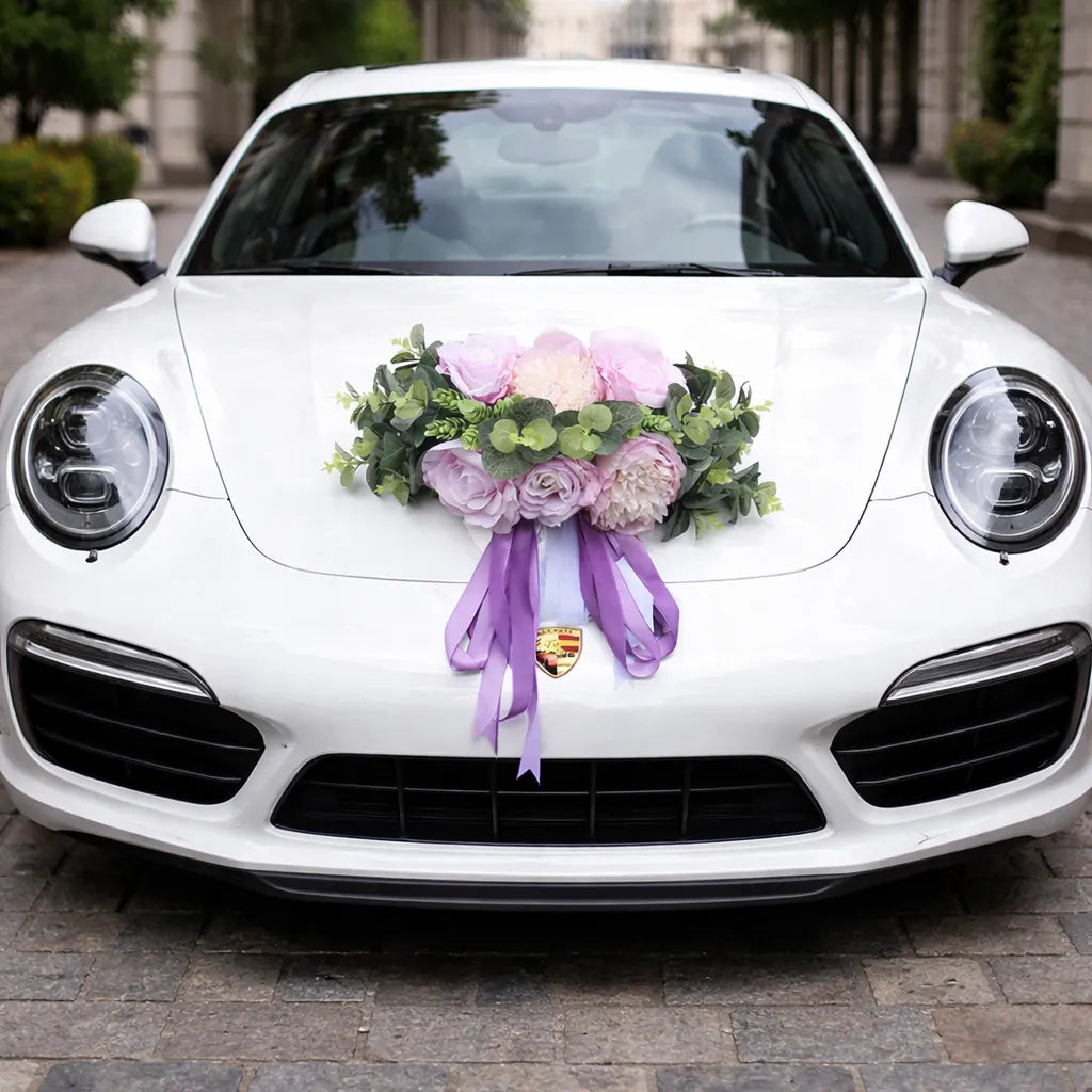 Composition de Fleurs Violettes Pour Capot Voiture
