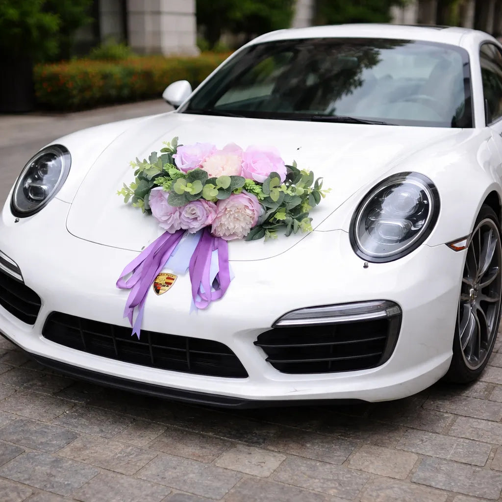 Composition de Fleurs Violettes Pour Capot Voiture chic